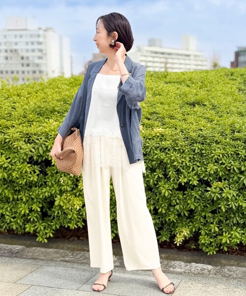 MICO COULIER（ミコクリエ）の「タックギャザーパンツ（その他パンツ・レディース・ネイビー/キナリ/ベビーピンク・38/36）」の4枚目の写真