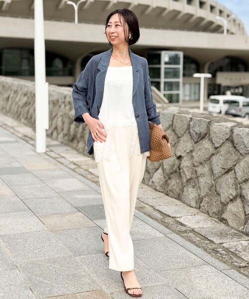 MICO COULIER（ミコクリエ）の「タックギャザーパンツ（その他パンツ・レディース・ネイビー/キナリ/ベビーピンク・38/36）」の5枚目の写真