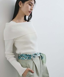 VIS（ビス）の「【WEB限定】オフショルダー風リブニットプルオーバー アンチピリング・UVケア（ニット/セーター）」