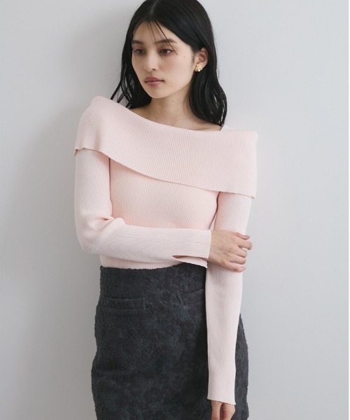 VIS（ビス）の「【WEB限定】オフショルダー風リブニットプルオーバー/アンチピリング・UVケア（ニット/セーター・レディース・ピンク/ネイビー/オフホワイト・FREE）」の22枚目の写真