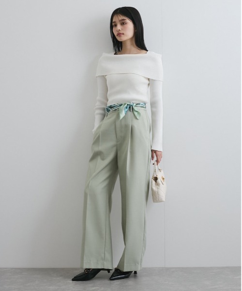 VIS（ビス）の「【WEB限定】オフショルダー風リブニットプルオーバー/アンチピリング・UVケア（ニット/セーター・レディース・ピンク/ネイビー/オフホワイト・FREE）」の14枚目の写真