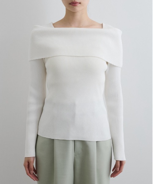 VIS（ビス）の「【WEB限定】オフショルダー風リブニットプルオーバー/アンチピリング・UVケア（ニット/セーター・レディース・ピンク/ネイビー/オフホワイト・FREE）」の15枚目の写真