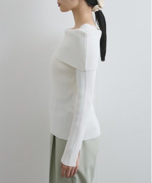 VIS（ビス）の「【WEB限定】オフショルダー風リブニットプルオーバー/アンチピリング・UVケア（ニット/セーター・レディース・ピンク/ネイビー/オフホワイト・FREE）」の16枚目の写真