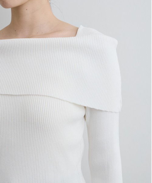 VIS（ビス）の「【WEB限定】オフショルダー風リブニットプルオーバー/アンチピリング・UVケア（ニット/セーター・レディース・ピンク/ネイビー/オフホワイト・FREE）」の18枚目の写真
