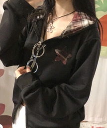 VIVID LADY（ビビッドレディー）の「チェックフード ダブルジップ スウェットパーカー（パーカー）」