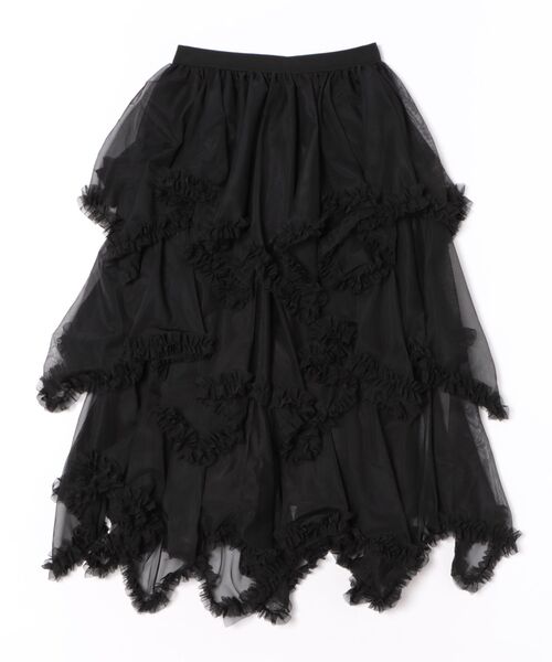 aimoha（アイモハ）の「レースレイヤード チュールロングスカート（スカート・レディース・ブラック/ライトベージュ・FREE）」の9枚目の写真