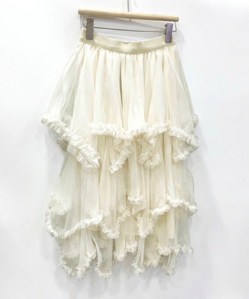 aimoha（アイモハ）の「レースレイヤード チュールロングスカート（スカート・レディース・ブラック/ライトベージュ・FREE）」の5枚目の写真