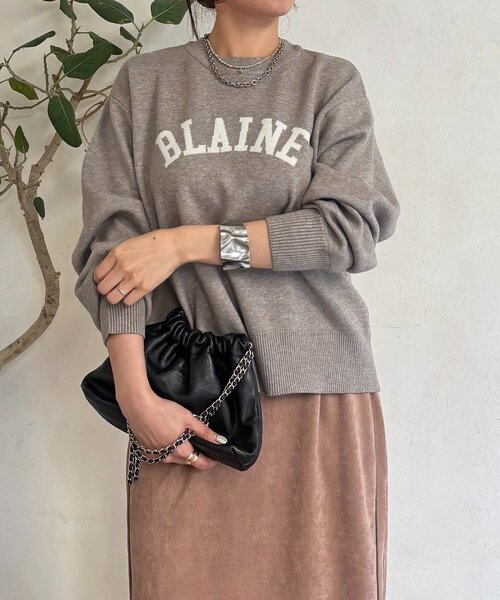 un dix cors（アンディコール）の「ロゴニットスエットプルオーバー（ニット/セーター・レディース・ネイビー/アイボリー/グレー・FREE）」の2枚目の写真