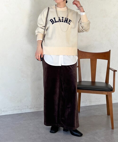 un dix cors（アンディコール）の「ロゴニットスエットプルオーバー（ニット/セーター・レディース・ネイビー/アイボリー/グレー・FREE）」の4枚目の写真