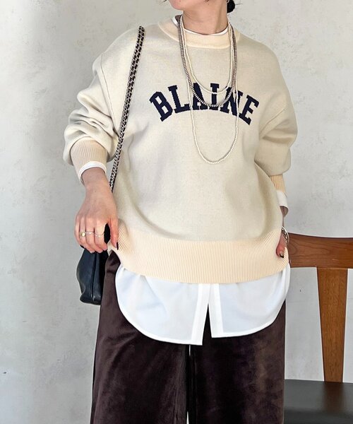 un dix cors（アンディコール）の「ロゴニットスエットプルオーバー（ニット/セーター・レディース・ネイビー/アイボリー/グレー・FREE）」の12枚目の写真