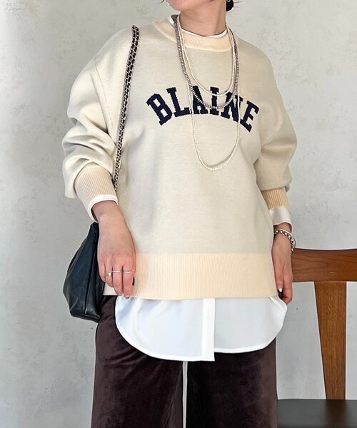 un dix cors（アンディコール）の「ロゴニットスエットプルオーバー（ニット/セーター・レディース・ネイビー/アイボリー/グレー・FREE）」の14枚目の写真