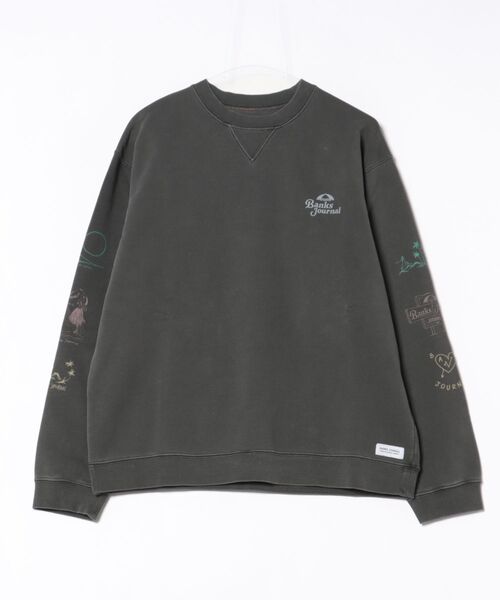BANKS(バンクス)の「CREW / BANKS JOURNAL(バンクスジャーナル)スタンダードシルエットプリント長袖クルーネックスウェットトレーナ(スウェット・メンズ・チャコールグレー・MEDIUM/LARGE)」の4枚目の写真