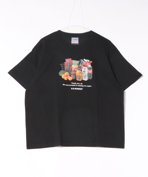 BOOSTOCK(ブーストック)の「ブーストック B/S MARKET Tシャツ(Tシャツ/カットソー・レディース・ホワイト/ブラック・XXXL/F)」の2枚目の写真