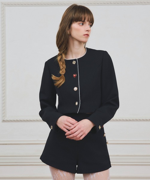 EIMY ISTOIRE（エイミーイストワール）の「【PRE ORDER】ハートビジューボタンショートパンツ（その他パンツ・レディース・ライトベージュ/ブラック/オフホワイト・38/36）」の8枚目の写真