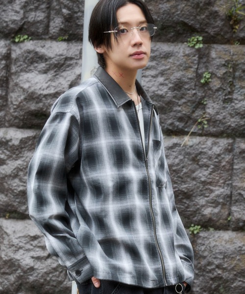 WEGO（ウィゴー）の「WEGO/【26年春夏新作】オンブレチェックシャツジャケット（シャツ/ブラウス・メンズ・ブルー系その他2/ブラック系その他2・MEDIUM/LARGE）」の13枚目の写真