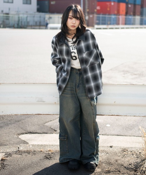 WEGO（ウィゴー）の「WEGO/【26年春夏新作】オンブレチェックシャツジャケット（シャツ/ブラウス・メンズ・ブルー系その他2/ブラック系その他2・MEDIUM/LARGE）」の5枚目の写真