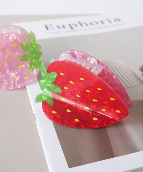 真っ赤な♡いちご柄が可愛い( *´꒳`*)♡ヘアクリップ セール】【 Port / ポート 】 いちご モチーフ バンスクリップ