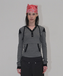 HALF BUTTON HOODIE [BLACK]