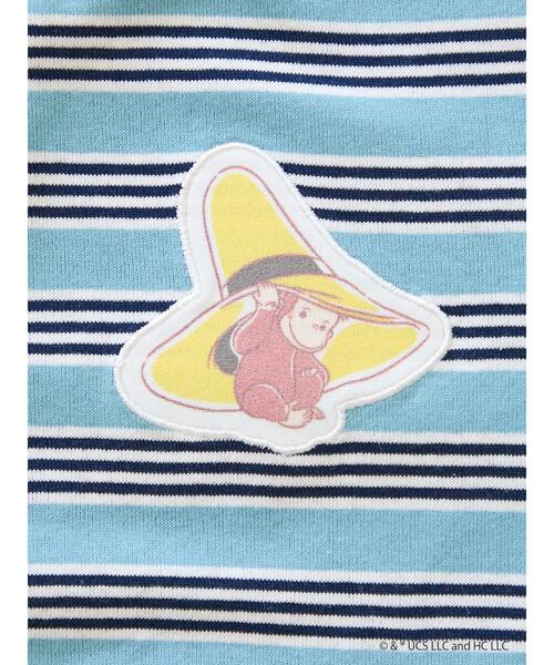 Samansa Mos2 Lagom(サマンサモスモスラーゴム)の「【おさるのジョージ】ワッペン付きボーダーロンT(Tシャツ/カットソー・キッズ・ブルー/ベージュ・95/120/110/100/130)」の4枚目の写真