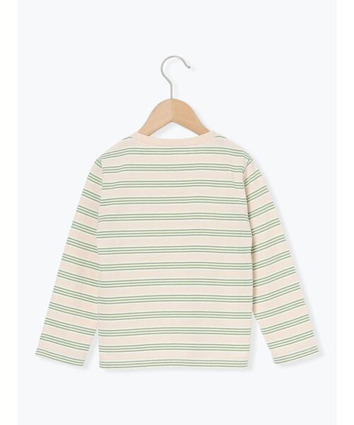 Samansa Mos2 Lagom(サマンサモスモスラーゴム)の「【おさるのジョージ】ワッペン付きボーダーロンT(Tシャツ/カットソー・キッズ・ブルー/ベージュ・95/120/110/100/130)」の7枚目の写真
