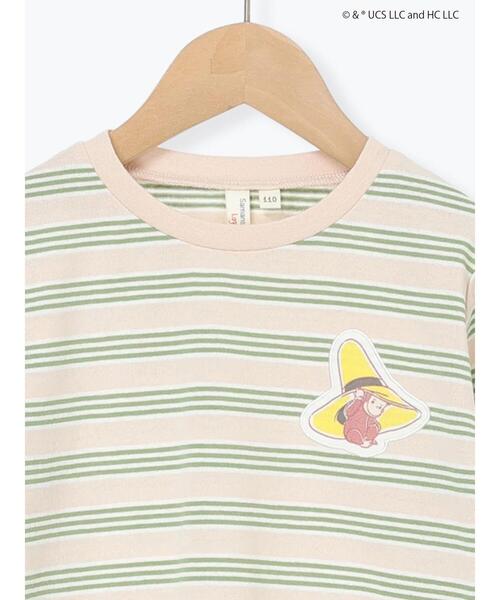Samansa Mos2 Lagom(サマンサモスモスラーゴム)の「【おさるのジョージ】ワッペン付きボーダーロンT(Tシャツ/カットソー・キッズ・ブルー/ベージュ・95/120/110/100/130)」の8枚目の写真