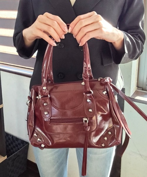 ｔｏｌｅｎｅ（トレネ）の「スタッズ 2way 合成皮革 ハンドバッグ ショルダーバッグ（ハンドバッグ・レディース・オフホワイト/ワイン・FREE）」の20枚目の写真