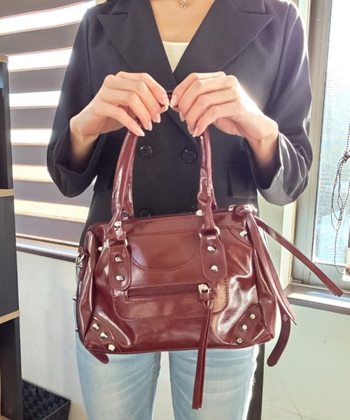 ｔｏｌｅｎｅ（トレネ）の「スタッズ 2way 合成皮革 ハンドバッグ ショルダーバッグ（ハンドバッグ・レディース・オフホワイト/ワイン・FREE）」の21枚目の写真