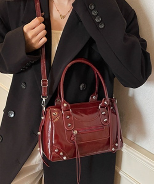 ｔｏｌｅｎｅ（トレネ）の「スタッズ 2way 合成皮革 ハンドバッグ ショルダーバッグ（ハンドバッグ・レディース・オフホワイト/ワイン・FREE）」の17枚目の写真