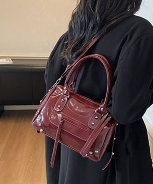 ｔｏｌｅｎｅ（トレネ）の「スタッズ 2way 合成皮革 ハンドバッグ ショルダーバッグ（ハンドバッグ・レディース・オフホワイト/ワイン・FREE）」の19枚目の写真