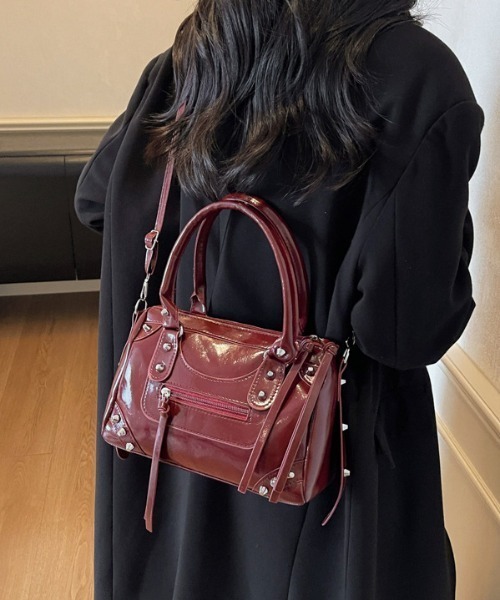 ｔｏｌｅｎｅ（トレネ）の「スタッズ 2way 合成皮革 ハンドバッグ ショルダーバッグ（ハンドバッグ・レディース・オフホワイト/ワイン・FREE）」の18枚目の写真