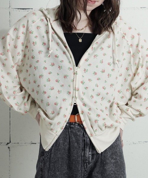 JEMORGAN(ジェーイーモーガン)の「"04"≪JEMORGAN≫ワッフル 花柄 ジップパーカー(パーカー・レディース・ピンク系2/ピンク系1/ライラック系1/パープル系1/ブルー系1・FREE)」の13枚目の写真