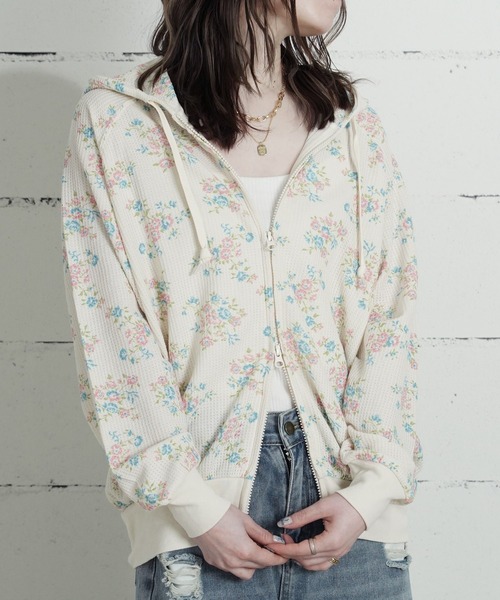 JEMORGAN(ジェーイーモーガン)の「"04"≪JEMORGAN≫ワッフル 花柄 ジップパーカー(パーカー・レディース・ピンク系2/ピンク系1/ライラック系1/パープル系1/ブルー系1・FREE)」の15枚目の写真