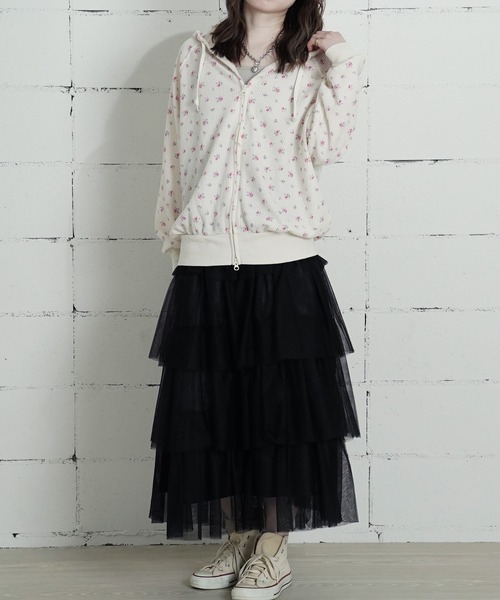 JEMORGAN(ジェーイーモーガン)の「"04"≪JEMORGAN≫ワッフル 花柄 ジップパーカー(パーカー・レディース・ピンク系2/ピンク系1/ライラック系1/パープル系1/ブルー系1・FREE)」の8枚目の写真