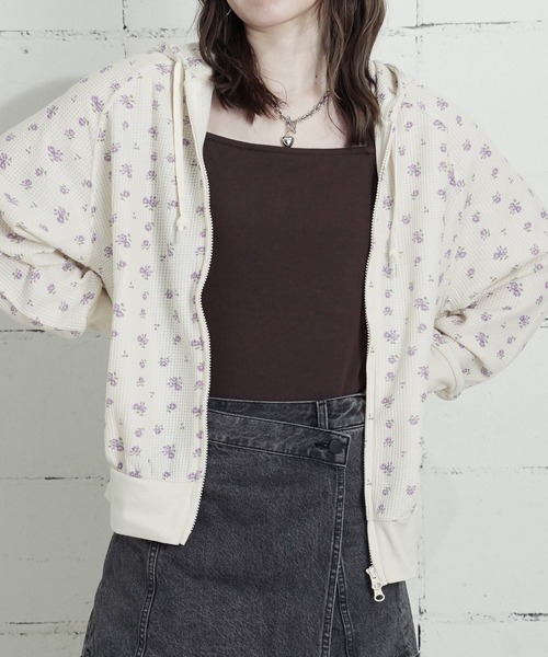 JEMORGAN(ジェーイーモーガン)の「"04"≪JEMORGAN≫ワッフル 花柄 ジップパーカー(パーカー・レディース・ピンク系2/ピンク系1/ライラック系1/パープル系1/ブルー系1・FREE)」の11枚目の写真