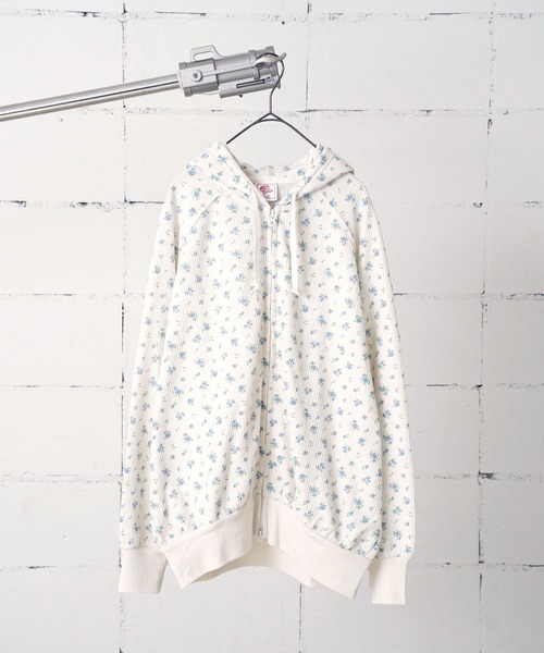 JEMORGAN(ジェーイーモーガン)の「"04"≪JEMORGAN≫ワッフル 花柄 ジップパーカー(パーカー・レディース・ピンク系2/ピンク系1/ライラック系1/パープル系1/ブルー系1/ブラック系1・FREE)」の8枚目の写真