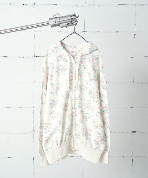 JEMORGAN(ジェーイーモーガン)の「"04"≪JEMORGAN≫ワッフル 花柄 ジップパーカー(パーカー・レディース・ピンク系2/ピンク系1/ライラック系1/パープル系1/ブルー系1/ブラック系1・FREE)」の13枚目の写真