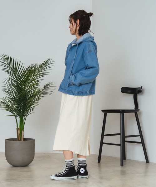 fort point(フォーポイント)の「【C-FORT POINT/フォートポイント】フード付き デニムジャケット デニムジップパーカー(デニムジャケット・レディース・インディゴブルー/ブラック/クリアブルー・MEDIUM)」の17枚目の写真