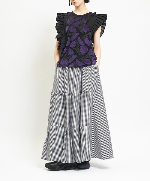 gomme(ゴム)の「ミックススカート(スカート・レディース・ブラック/ホワイト×ブラック・MEDIUM)」の8枚目の写真