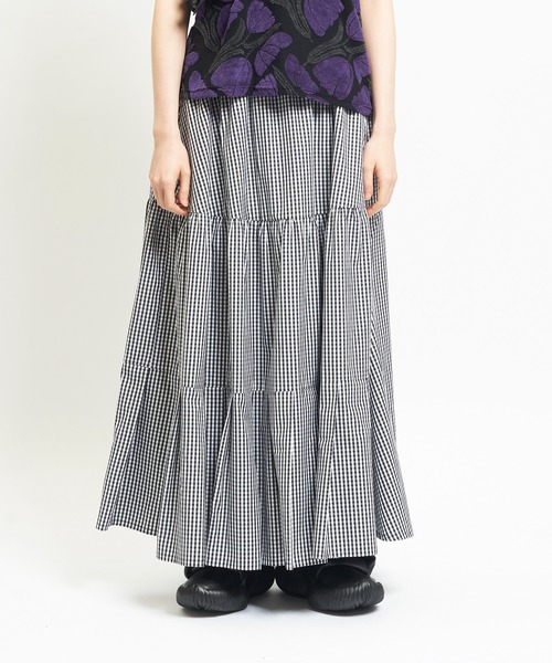 gomme(ゴム)の「ミックススカート(スカート・レディース・ブラック/ホワイト×ブラック・MEDIUM)」の13枚目の写真