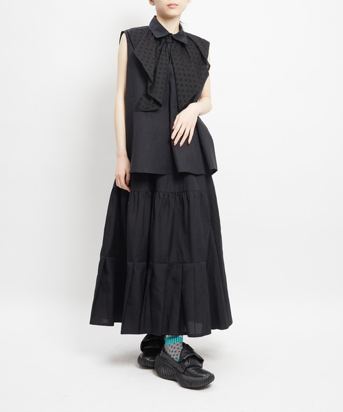 gomme(ゴム)の「ミックススカート(スカート・レディース・ブラック/ホワイト×ブラック・MEDIUM)」の10枚目の写真