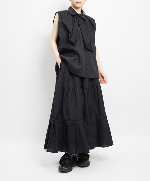 gomme(ゴム)の「ミックススカート(スカート・レディース・ブラック/ホワイト×ブラック・MEDIUM)」の11枚目の写真