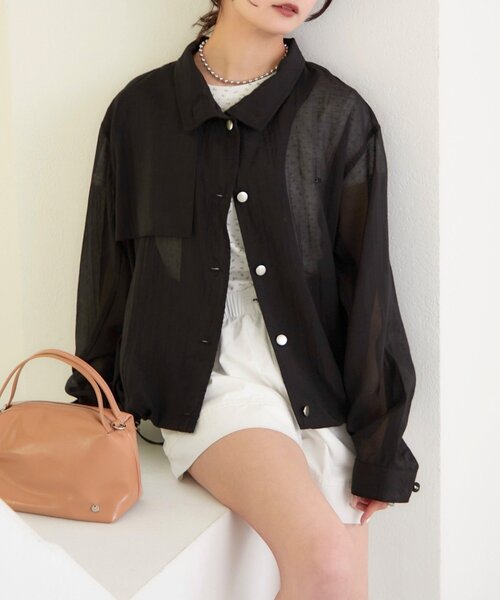 mystic（ミスティック）の「シアートレンチブルゾン（ブルゾン・レディース・アイボリー/ブラック/ブラック系その他2・FREE）」の2枚目の写真