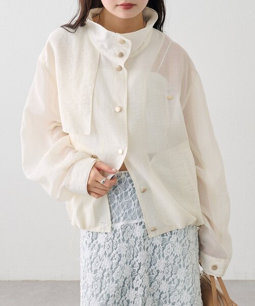 mystic（ミスティック）の「シアートレンチブルゾン（ブルゾン・レディース・アイボリー/ブラック/ブラック系その他2・FREE）」の14枚目の写真