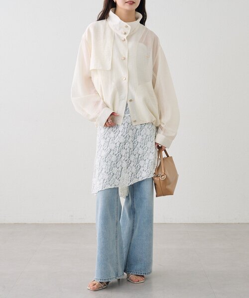 mystic（ミスティック）の「シアートレンチブルゾン（ブルゾン・レディース・アイボリー/ブラック/ブラック系その他2・FREE）」の18枚目の写真