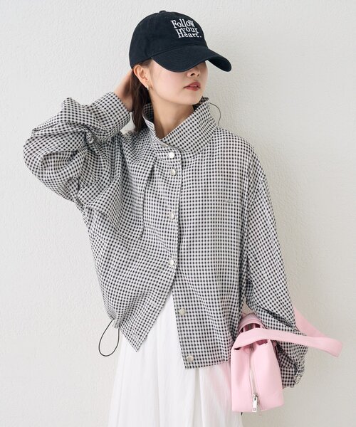 mystic（ミスティック）の「シアートレンチブルゾン（ブルゾン・レディース・アイボリー/ブラック/ブラック系その他2・FREE）」の4枚目の写真