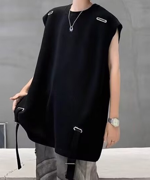 SHEPP(シープ)の「ドローコード付きノースリーブTシャツ(Tシャツ/カットソー・メンズ・ブラック/レッド/ホワイト・M)」の3枚目の写真