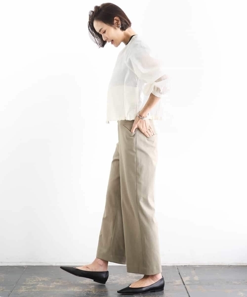 MICHEL KLEIN（ミッシェル・クラン）の「[定番人気]ドライストレッチワイドパンツ（その他パンツ・レディース・カーキ/ホワイト/ネイビー・36/40/38）」の15枚目の写真
