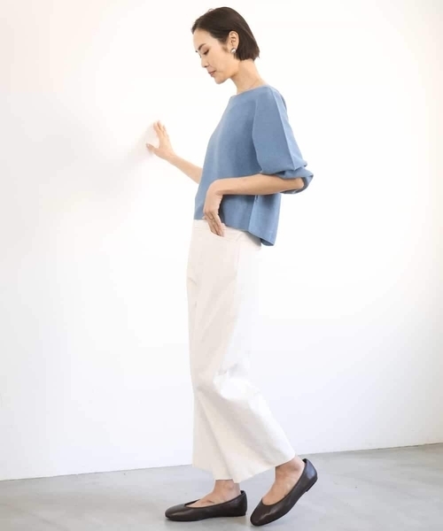 MICHEL KLEIN（ミッシェル・クラン）の「[定番人気]ドライストレッチワイドパンツ（その他パンツ・レディース・カーキ/ホワイト/ネイビー・36/40/38）」の5枚目の写真