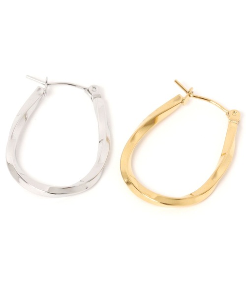 BAYFLOW（ベイフロー）の「ステンレスオーバルフープピアス（ピアス（両耳用）・レディース・イエロー/ライトグレー・FREE）」の4枚目の写真