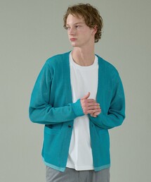 ABAHOUSE | 2トーン シアーメッシュ 1ボタン カーディガン(カーディガン/ボレロ)